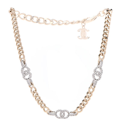 Chanel Crystal CC Chain Links Choker Necklace Gold 3 of 6