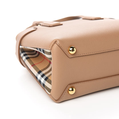 Burberry Grainy Calfskin House Check Small Banner Tote Tan 7 of 9