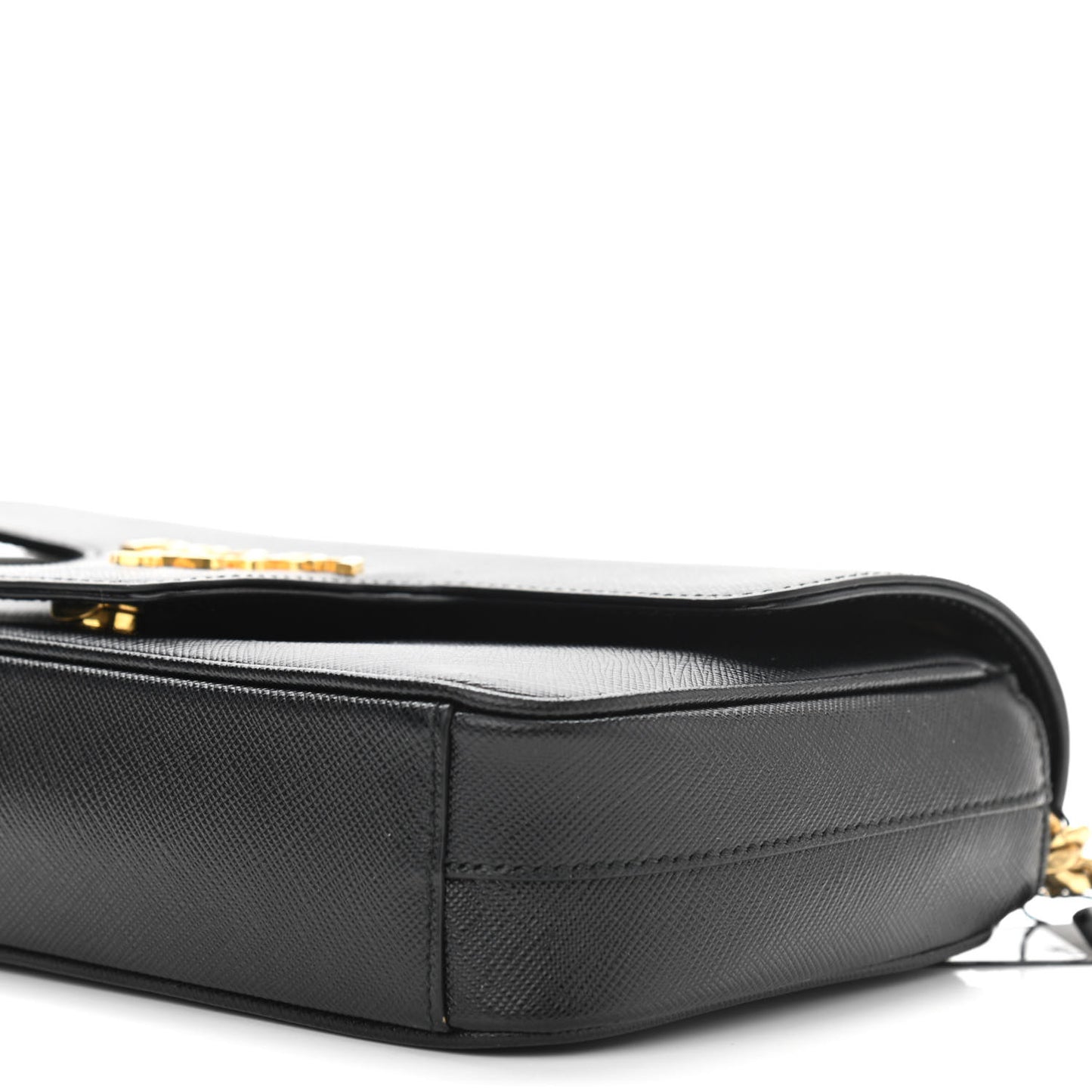 Saffiano Flap Shoulder Bag Black