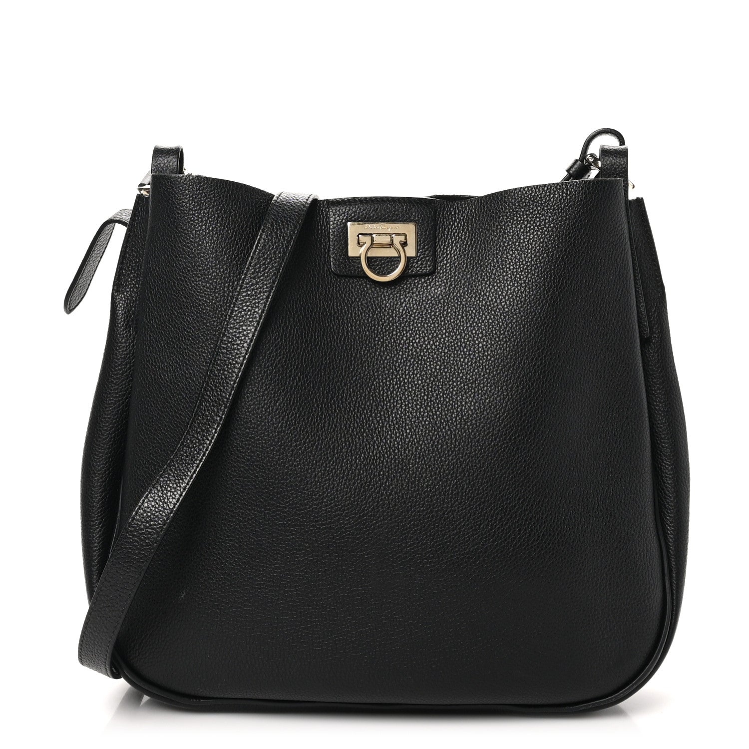 Salvatore Ferragamo Calfskin Reverse Hobo Black 1 of 10