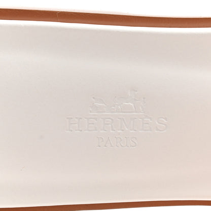 Hermes Box Calfskin Oran Sandals 37 White 5 of 8