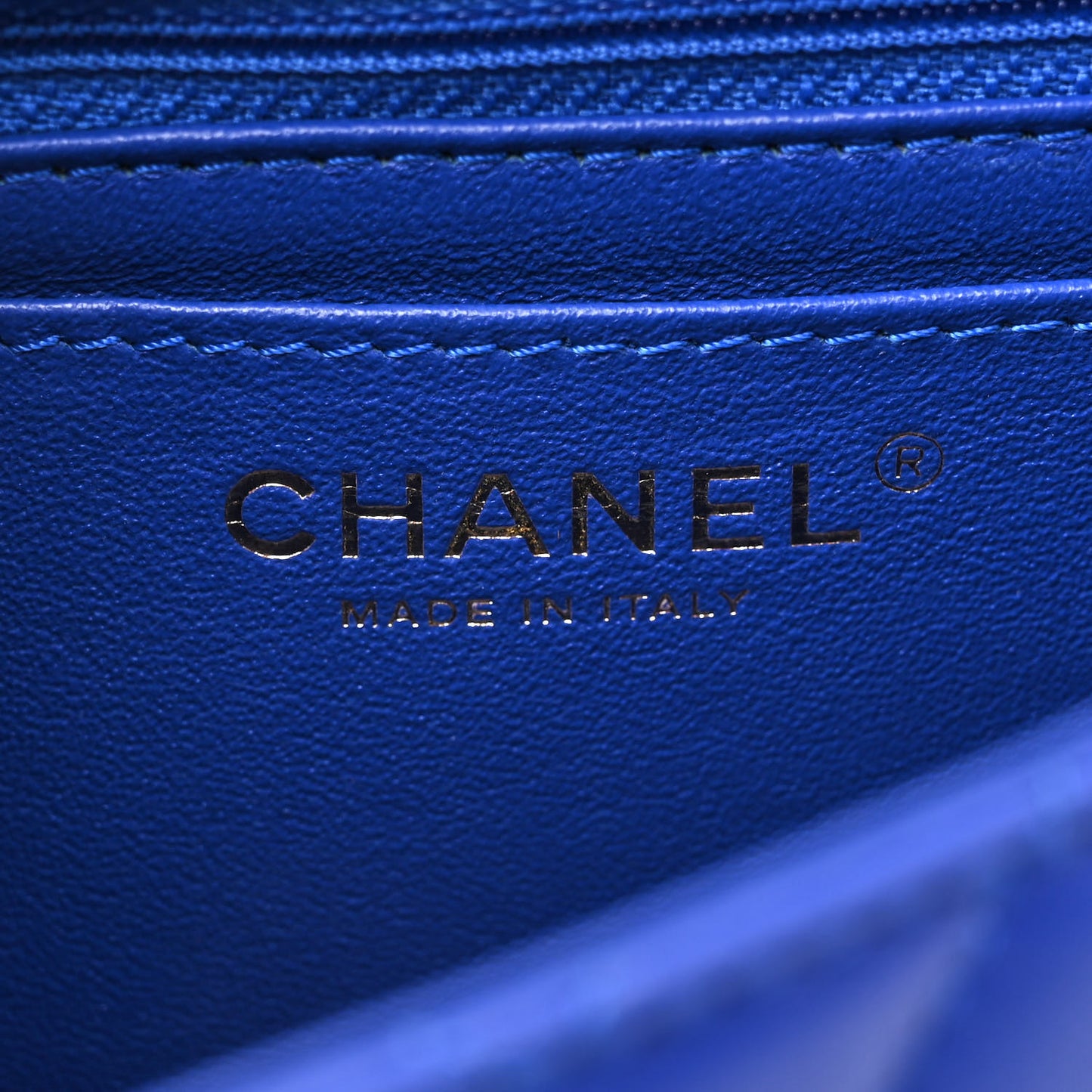 Lambskin Chevron Quilted Mini Rectangular Flap Blue