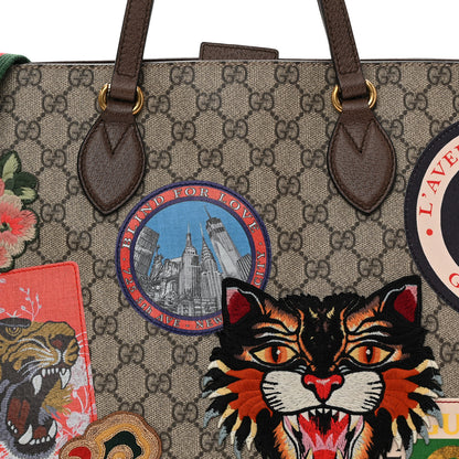 Gucci Soft GG Supreme Monogram Courrier Medium Crossbody Tote Beige New Acero 8 of 10