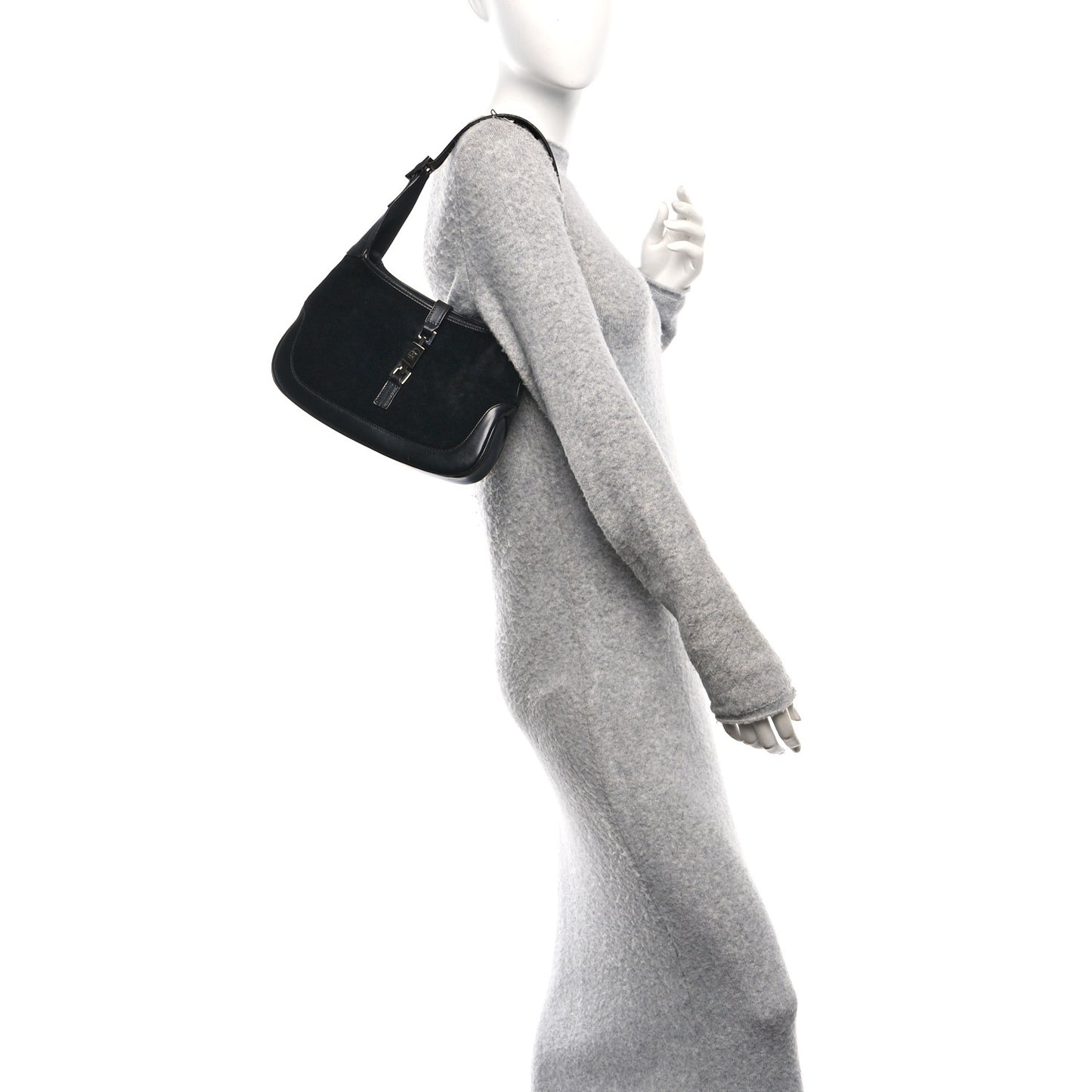 Suede Small Jackie O Hobo Black