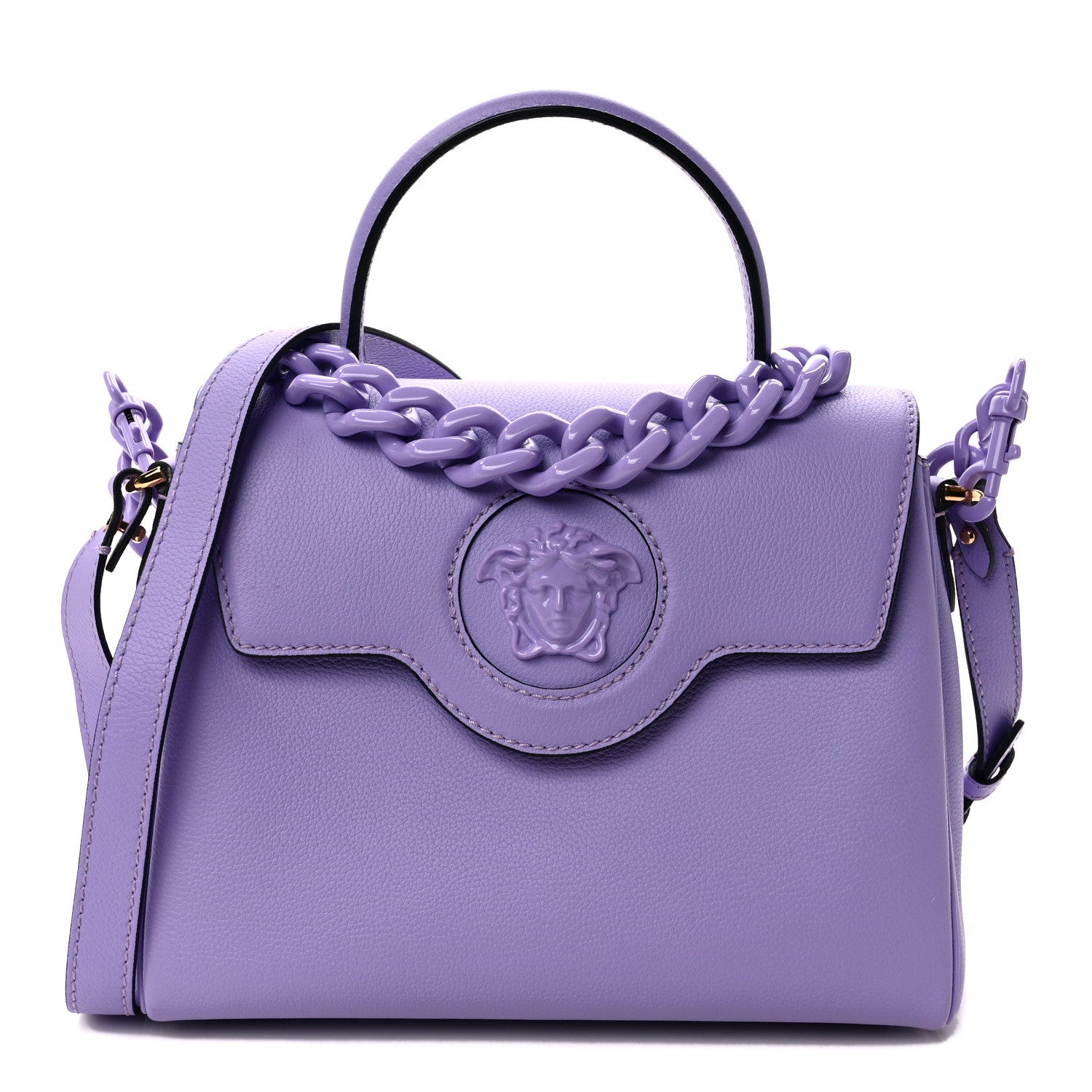 Versace Calfskin Medium La Medusa Top Handle Handbag Lilac 1 of 8