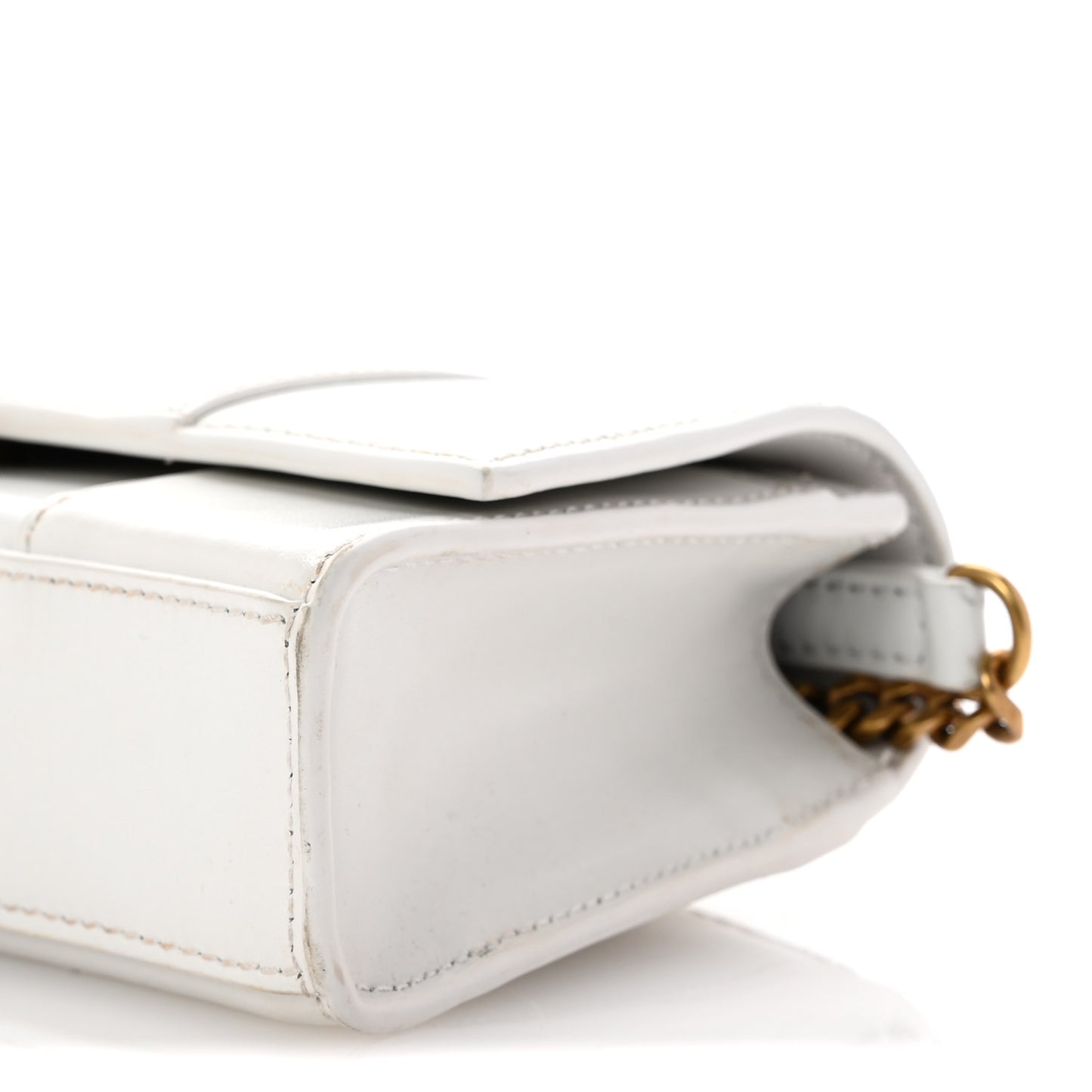Shiny Box Calfskin Hourglass Chain Bag White