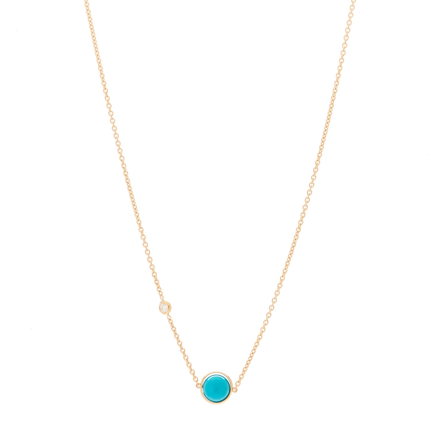 18K Rose Gold Diamond Turquoise Possession Pendant Necklace