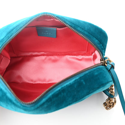 Gucci Velvet Matelasse Small GG Marmont Chain Shoulder Bag Pavone Cyan 5 of 8