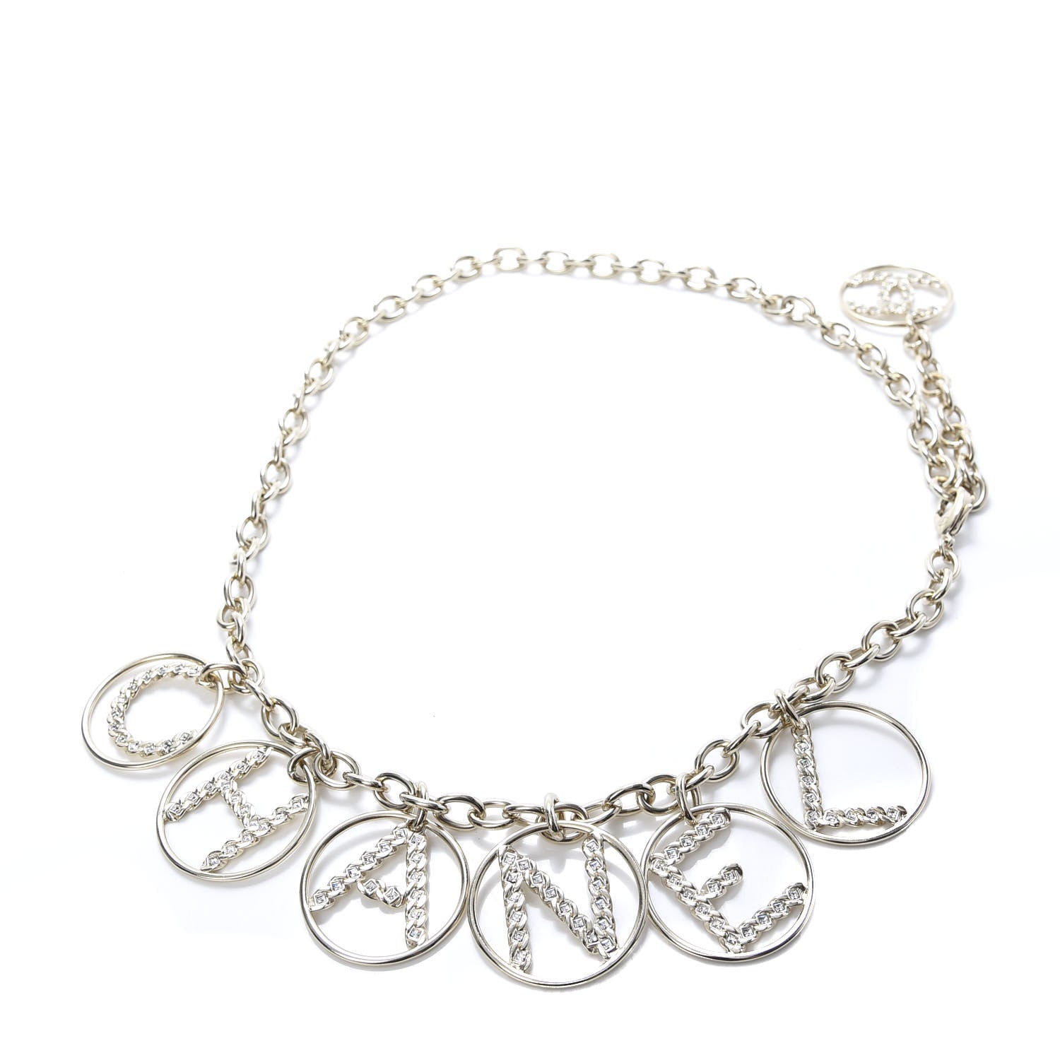 Chanel Metal Strass Crystal Chain Logo Belt Gold 1 of 4