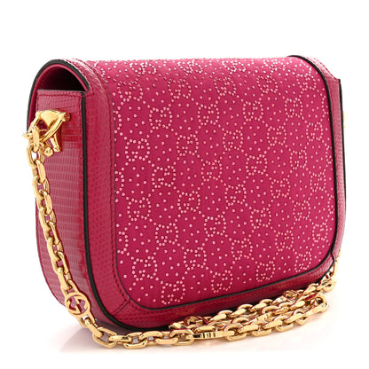 Gucci Canvas Calfskin Crystal GG Monogram Snakeskin Mini Horsebit 1955 Shoulder Bag Pink 3 of 10