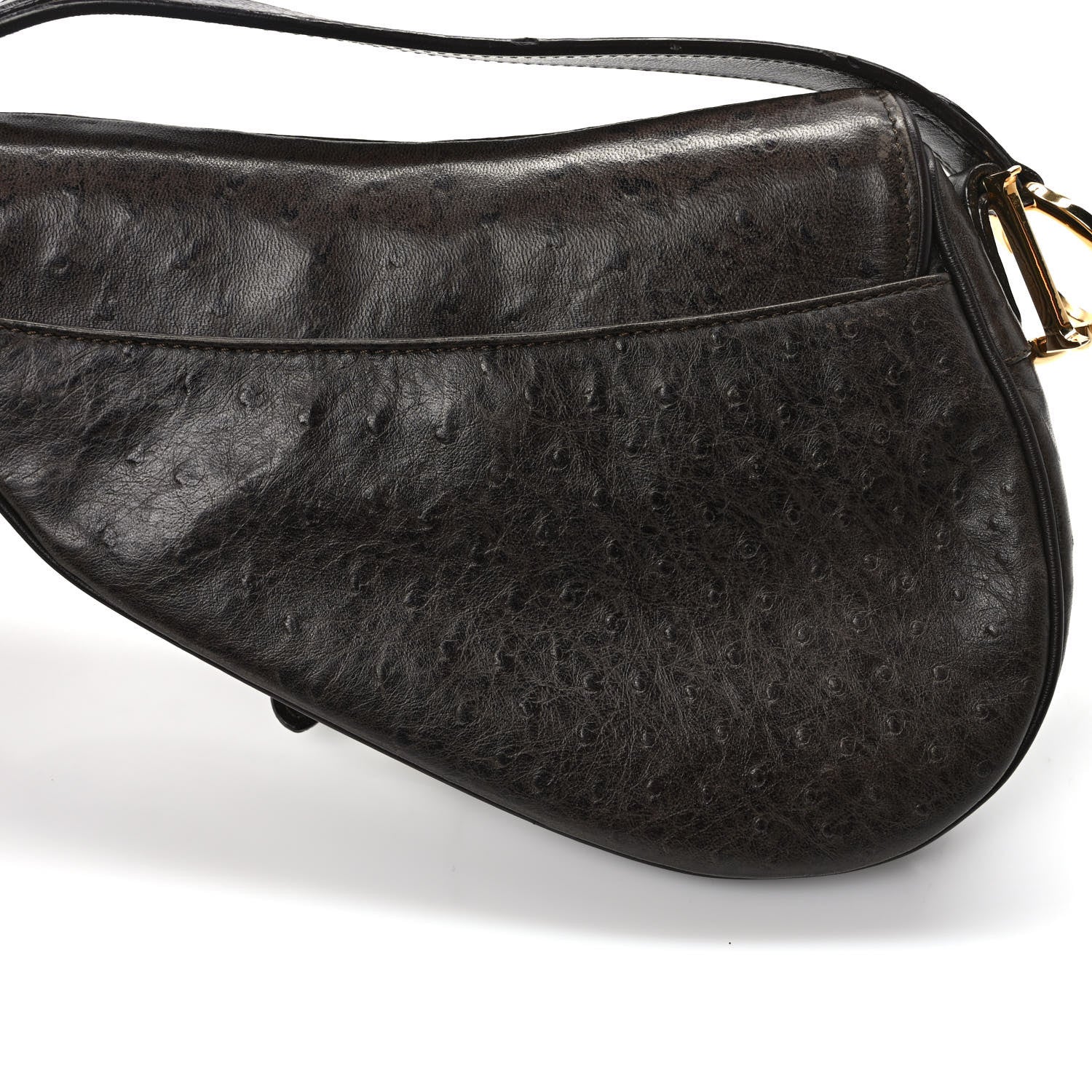 Christian Dior Ostrich Saddle Bag Brown 12 of 12
