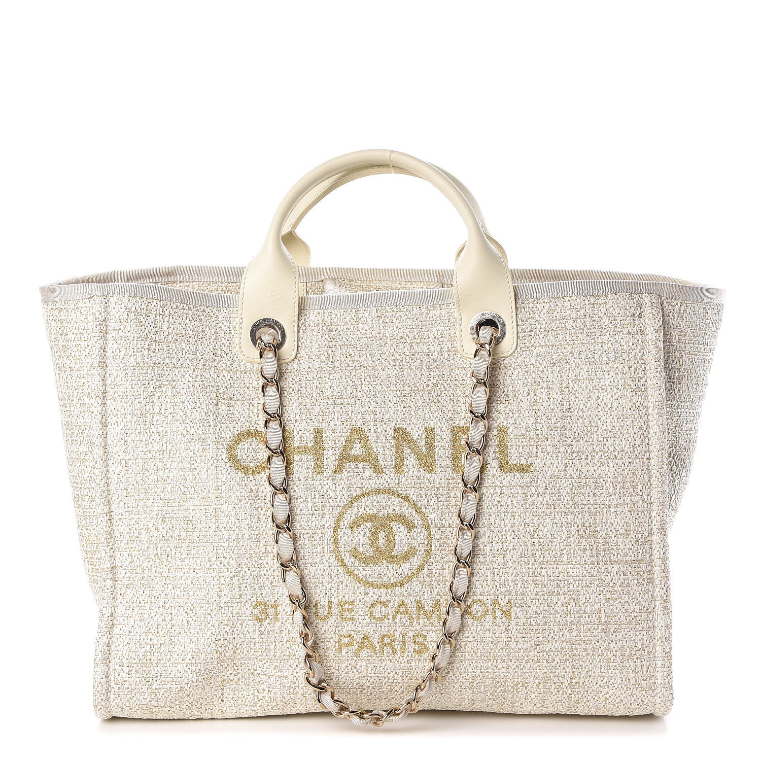 Chanel Canvas Large Deauville Tote Ivory 1 of 8