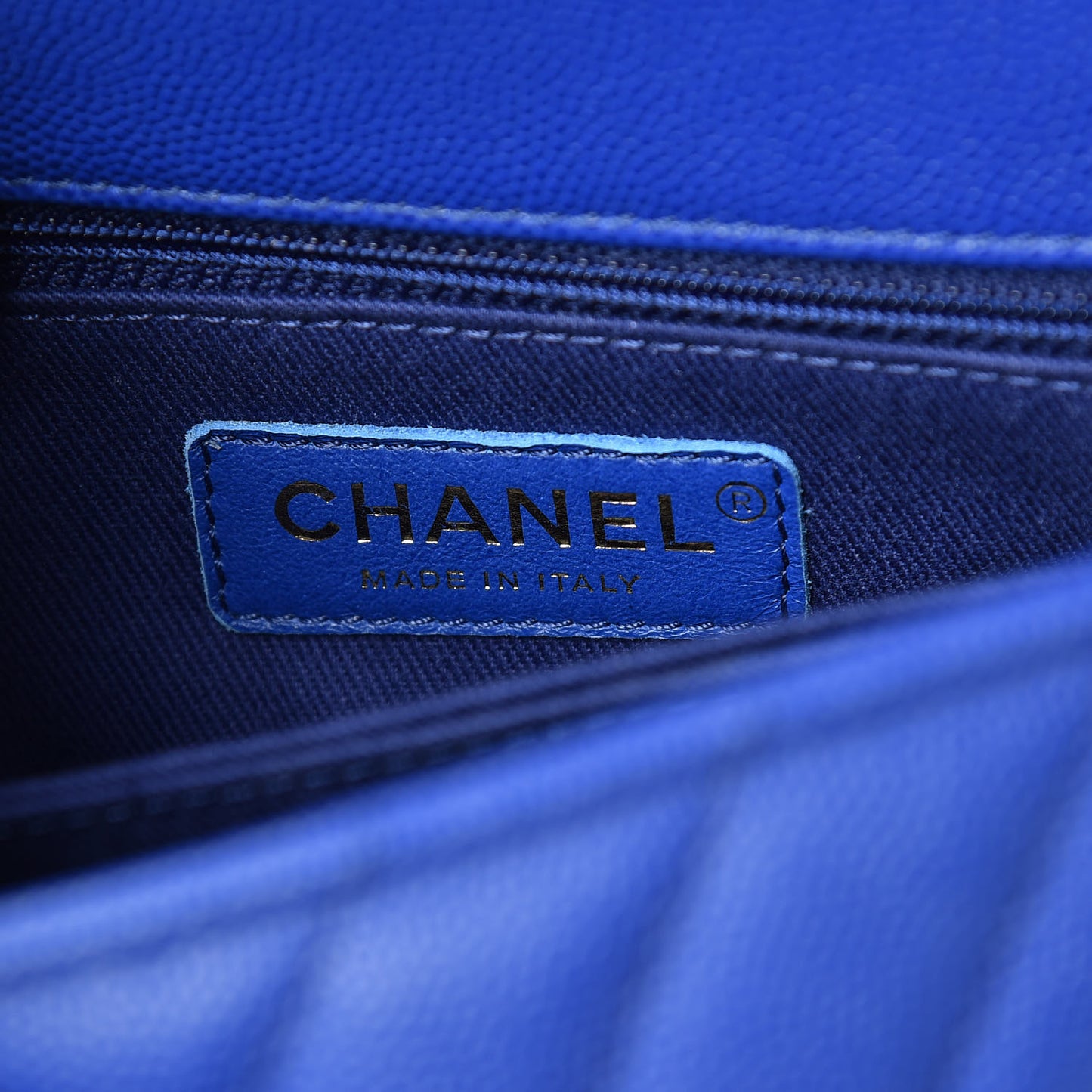 Caviar Chevron Quilted Mini Coco Handle Flap Blue
