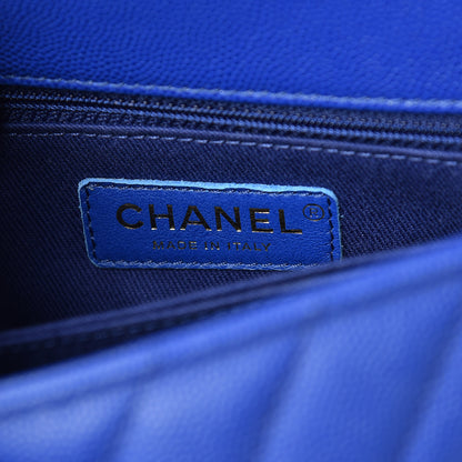 Chanel Caviar Chevron Quilted Mini Coco Handle Flap Blue 8 of 10