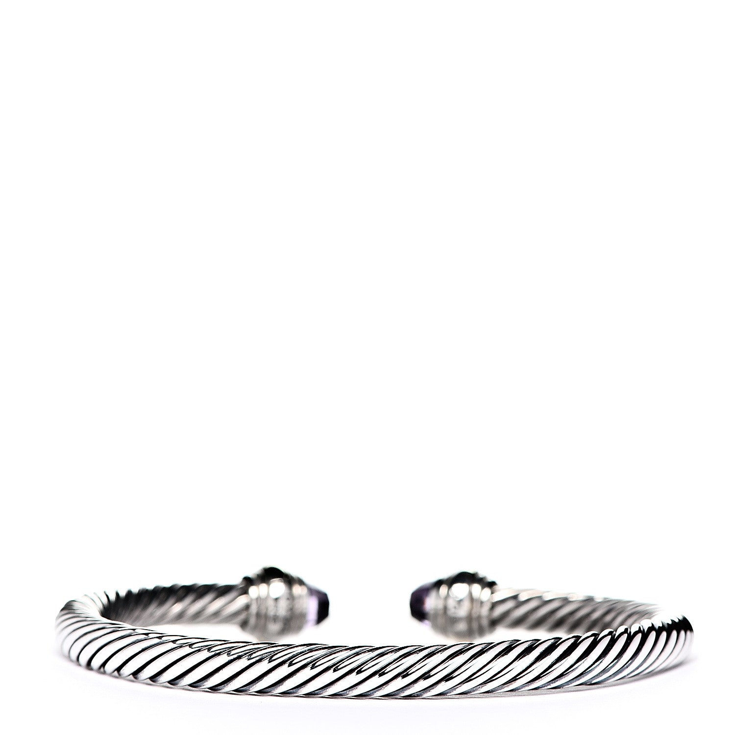 David Yurman Sterling Silver 14K Yellow Gold Amethyst 5mm Cable Classics Bracelet 2 of 4