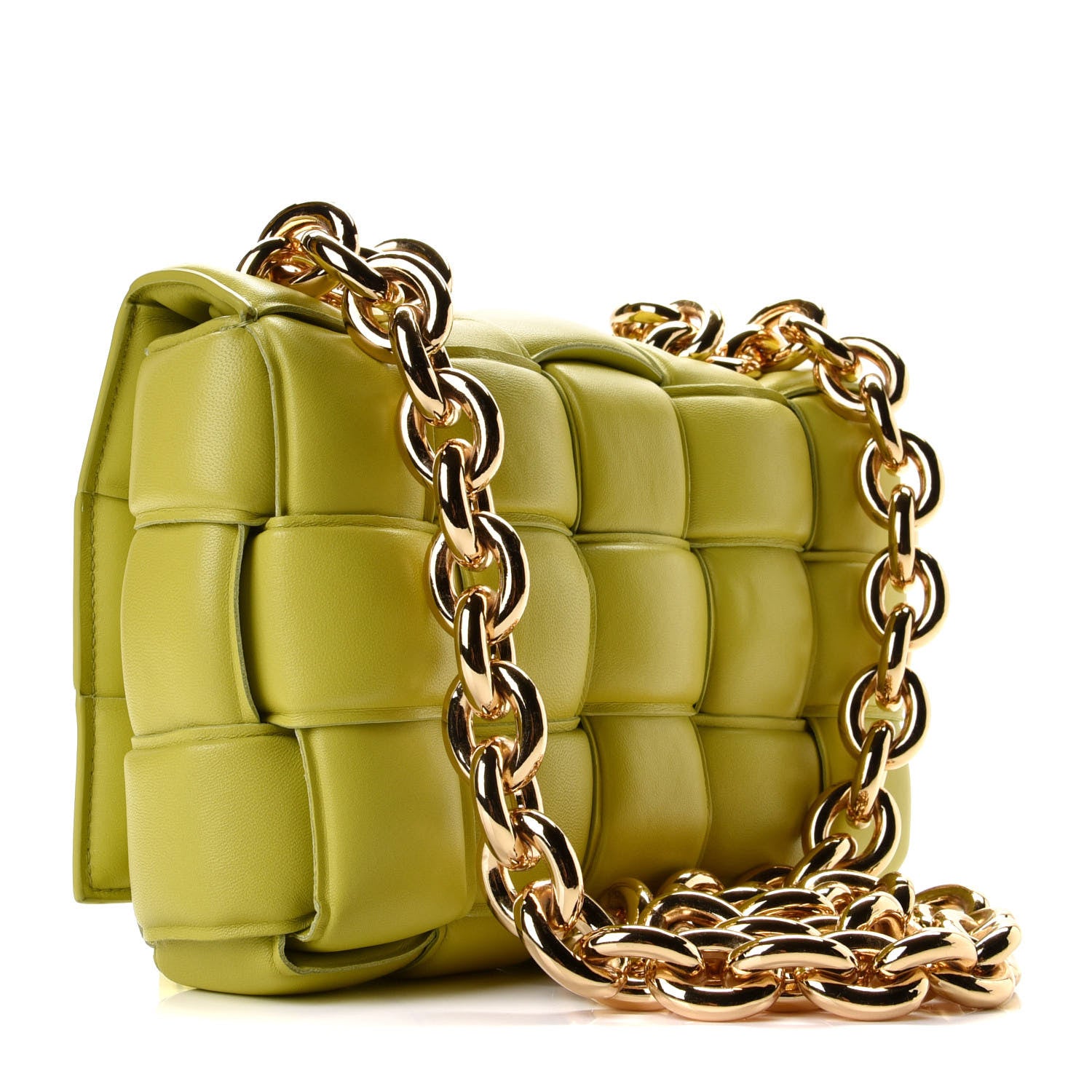 Bottega Veneta Lambskin Maxi Intreccio Padded Chain Cassette Crossbody Bag Kiwi 2 of 10