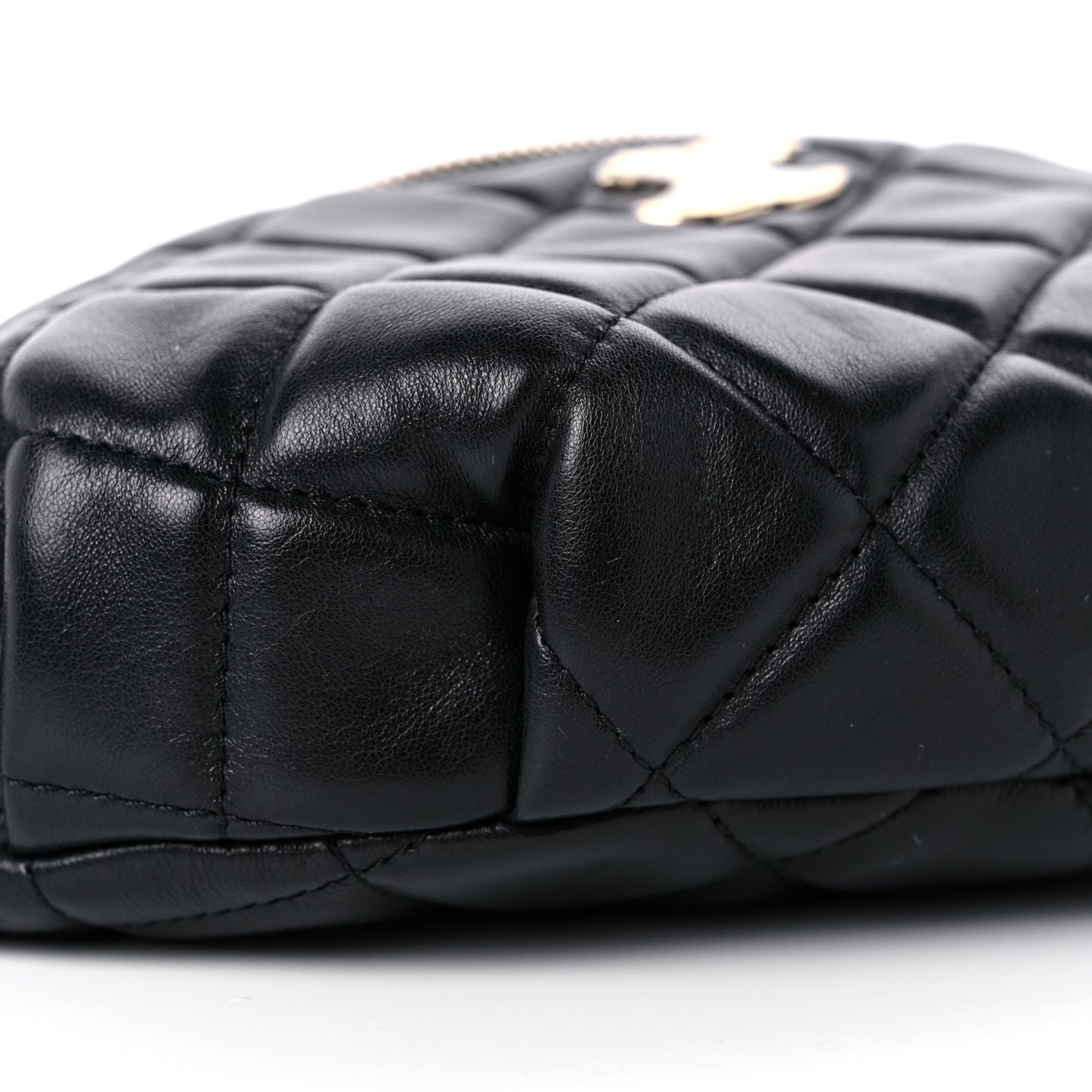 Lambskin Quilted Waist Bag Fanny Pack Black
