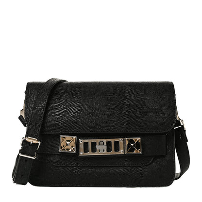 Proenza Schouler Calfskin Lizard Embossed Mini PS11 Classic Shoulder Bag Black 1 of 13