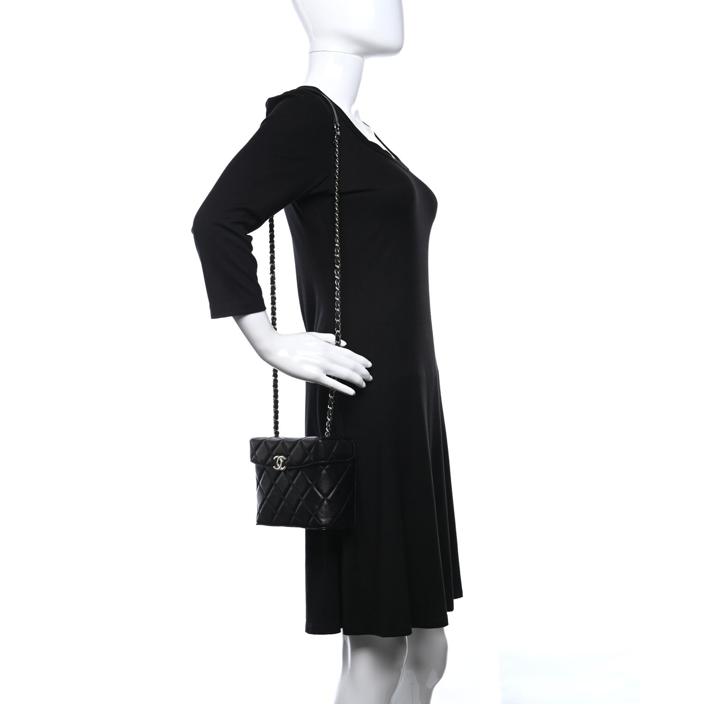 Lambskin Quilted Small Box Bag Black
