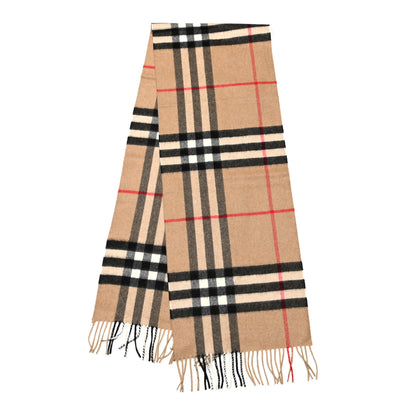 Burberry Cashmere Giant Heritage Check Fringe Scarf Camel 2 of 3