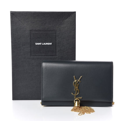Saint Laurent Smooth Calfskin Classic Monogram Kate Tassel Chain Wallet Dark Leaf 10 of 10