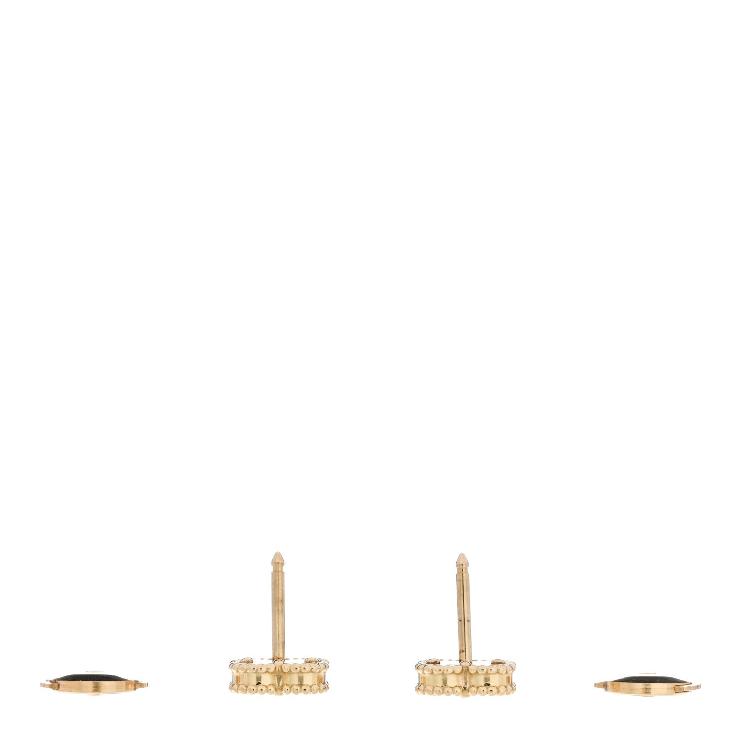 Van Cleef & Arpels 18K Yellow Gold Black Onyx Sweet Alhambra Earrings 3 of 6