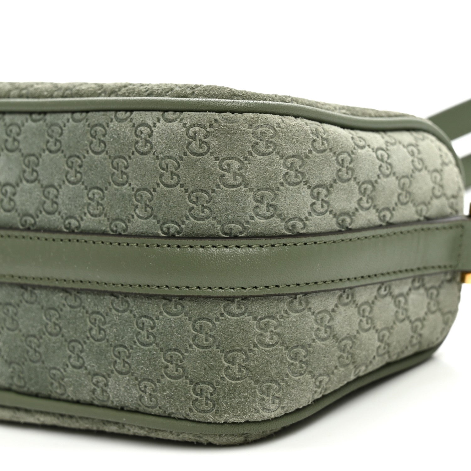 Gucci Suede GG Monogram Half Horsebit Mini Shoulder Bag Sage 10 of 10