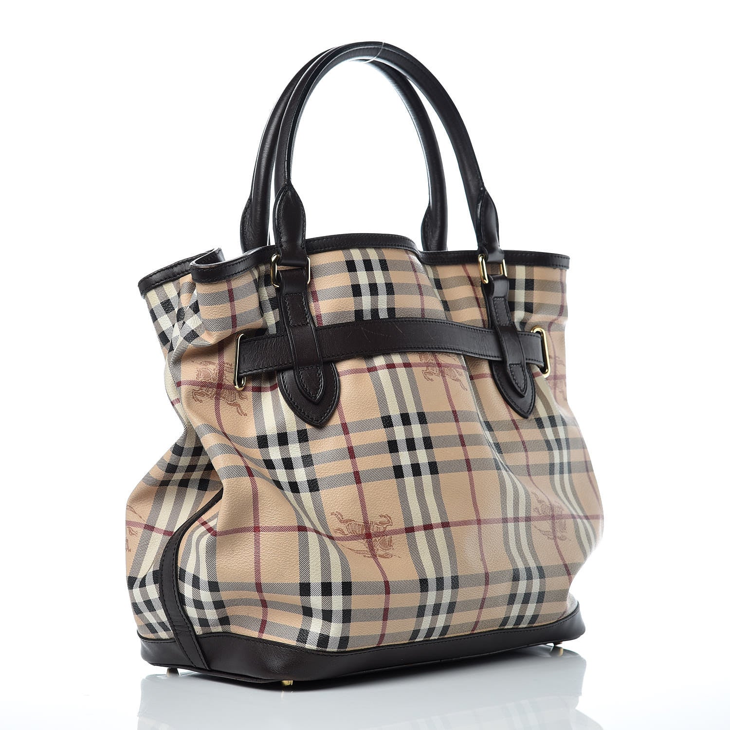 Burberry Haymarket Check Medium Golderton Tote Chocolate 3 of 18
