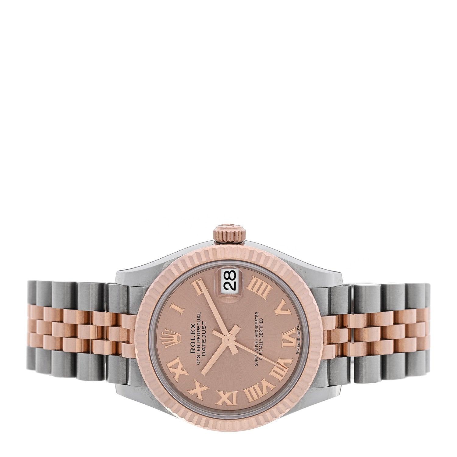 Rolex Stainless Steel 18K Everose Gold 31mm Oyster Perpetual Datejust Watch Sundust Roman 278271 2 of 5