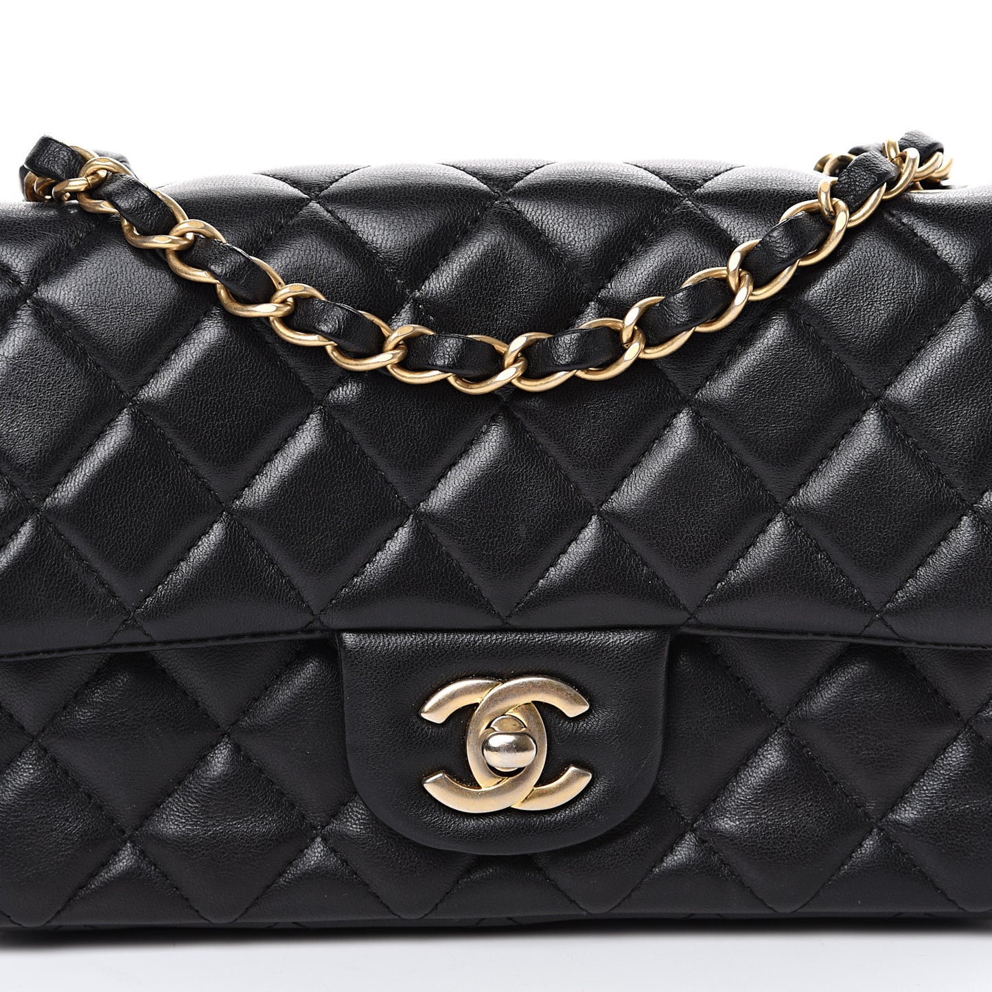 Lambskin Quilted Mini Rectangular Flap Black