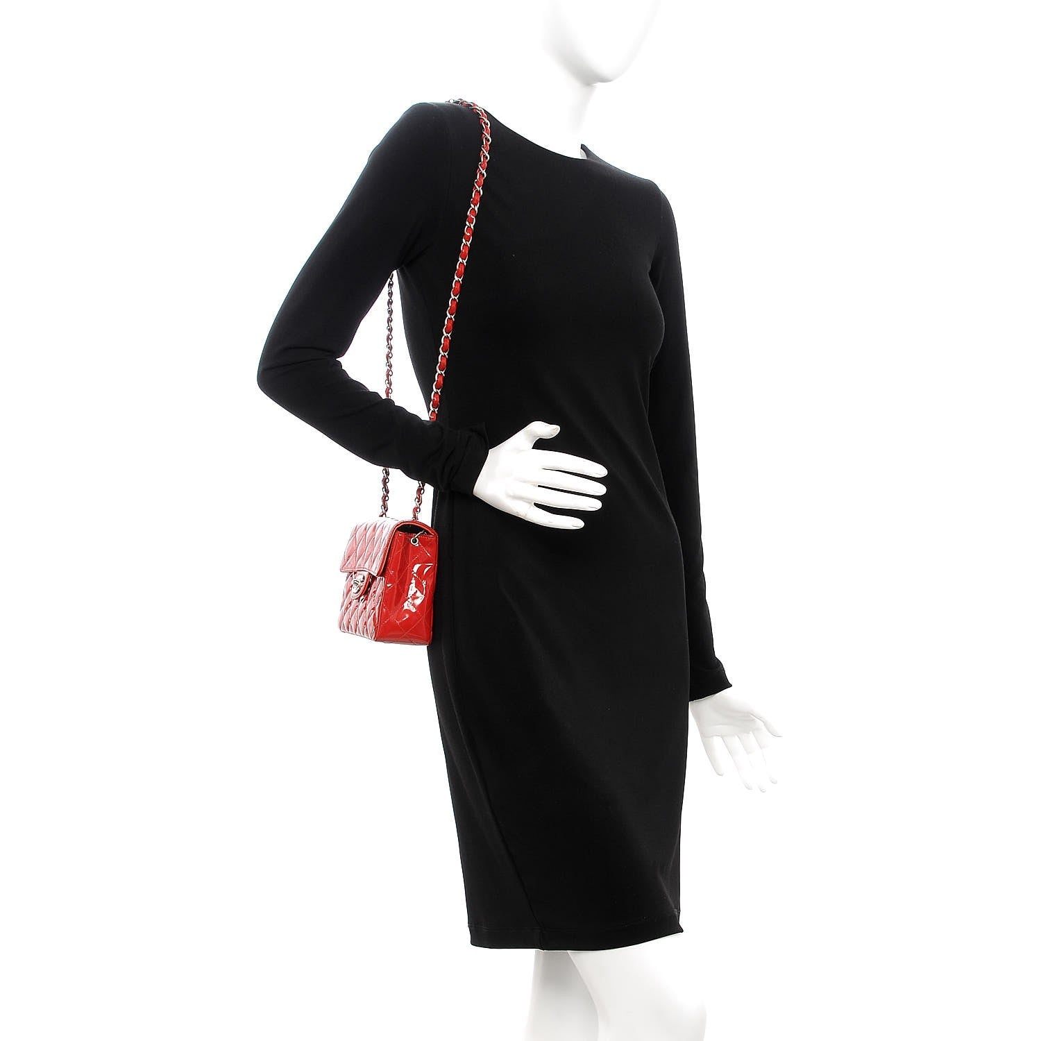 Chanel Patent Quilted Mini Square Flap Red 2 of 11