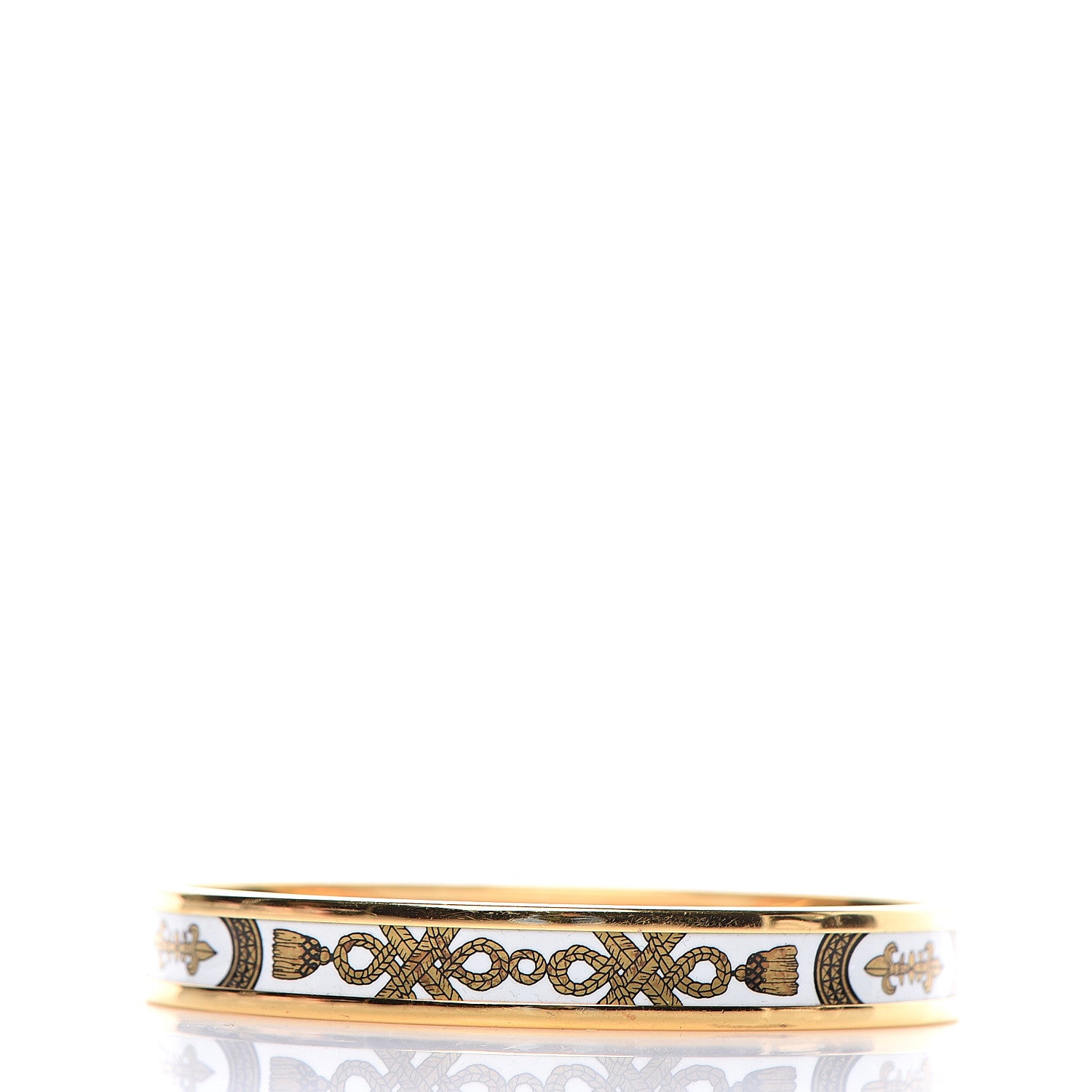 Hermes Enamel Printed Grand Apparat Narrow Bracelet 70 White 2 of 5
