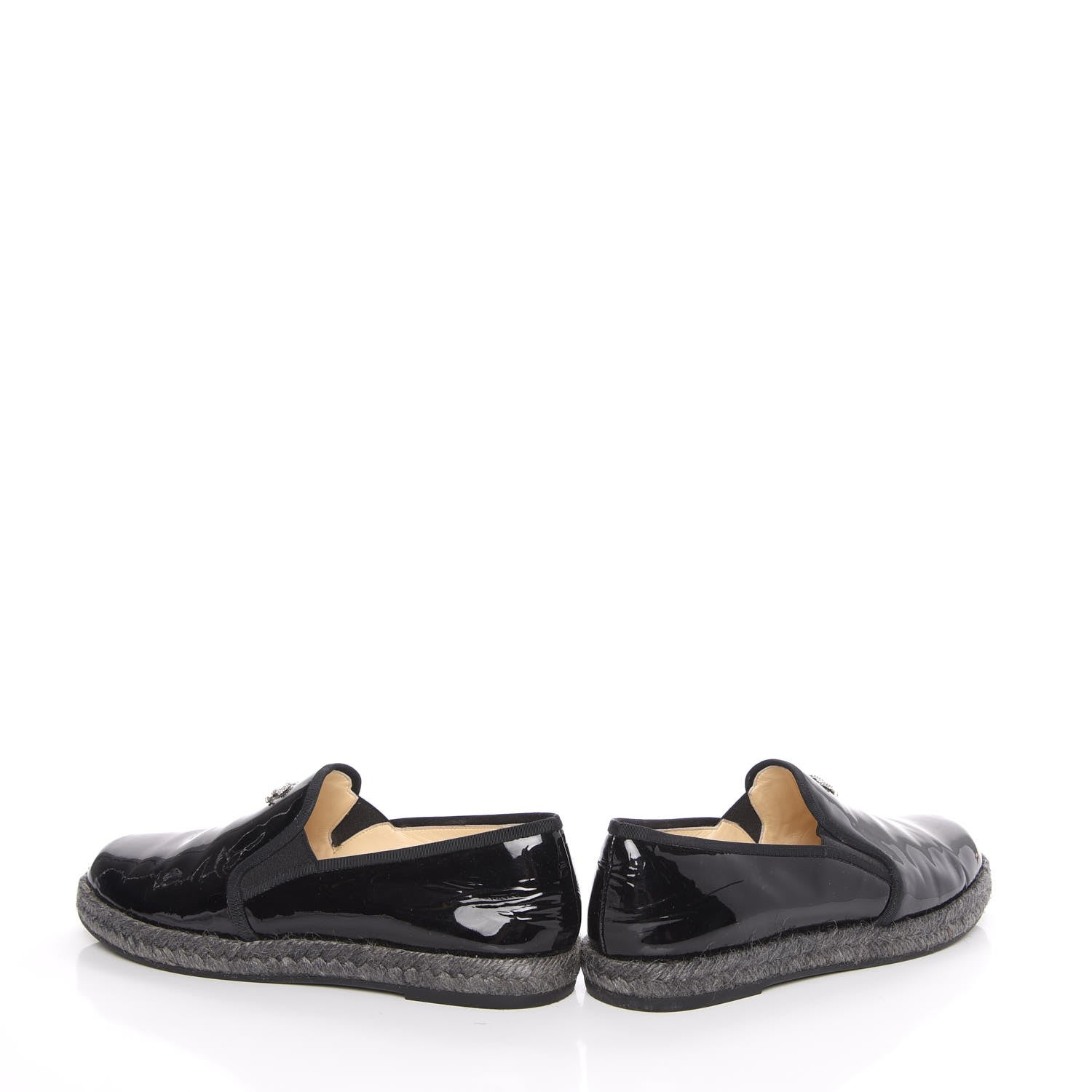 Chanel Patent Calfskin CC Mocassin Loafer Espadrilles 37 Black 5 of 16