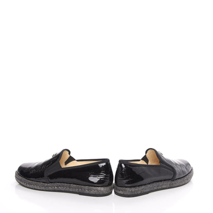 Chanel Patent Calfskin CC Mocassin Loafer Espadrilles 37 Black 5 of 16