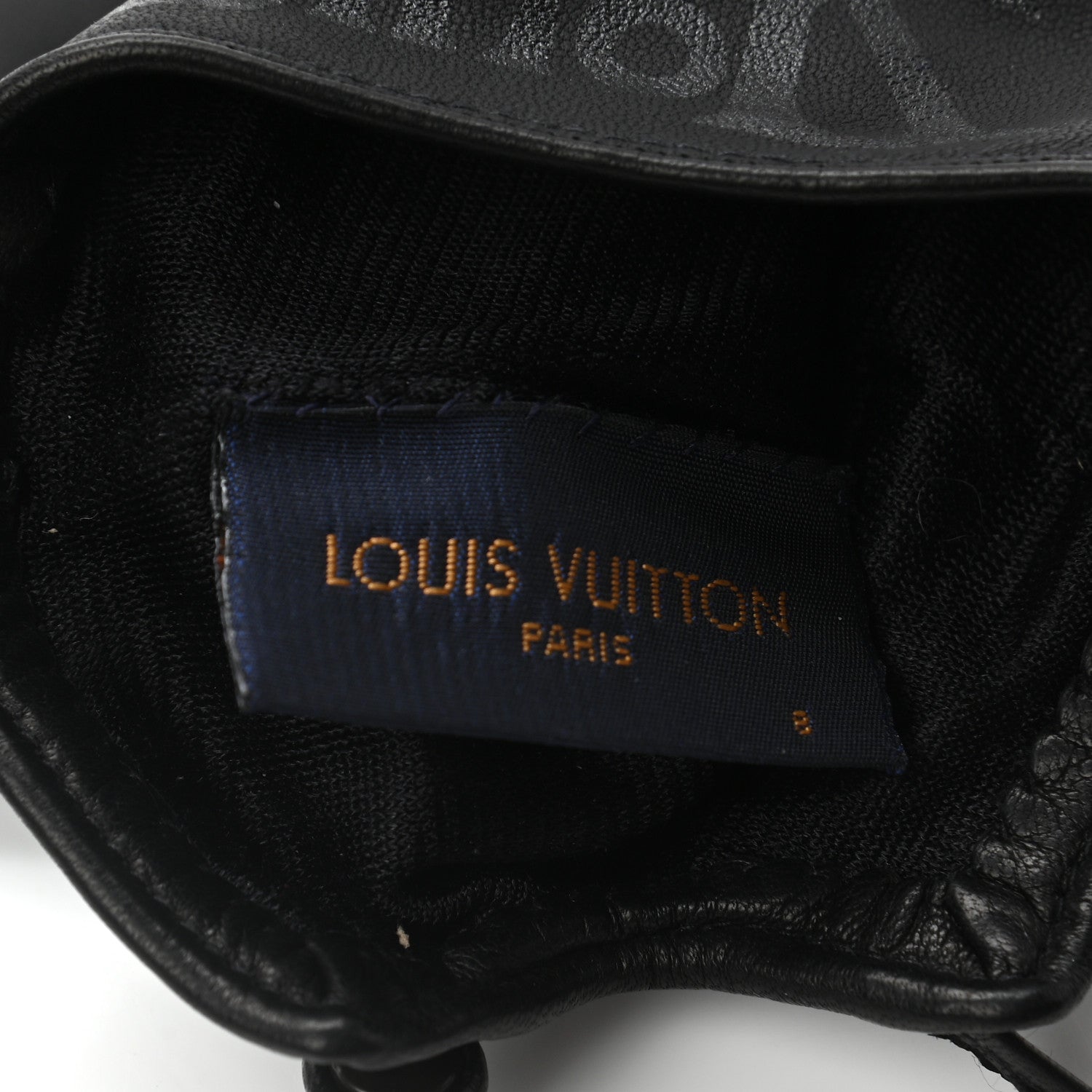 Louis Vuitton Lambskin Silk Studded Gloves 8 Black 3 of 3