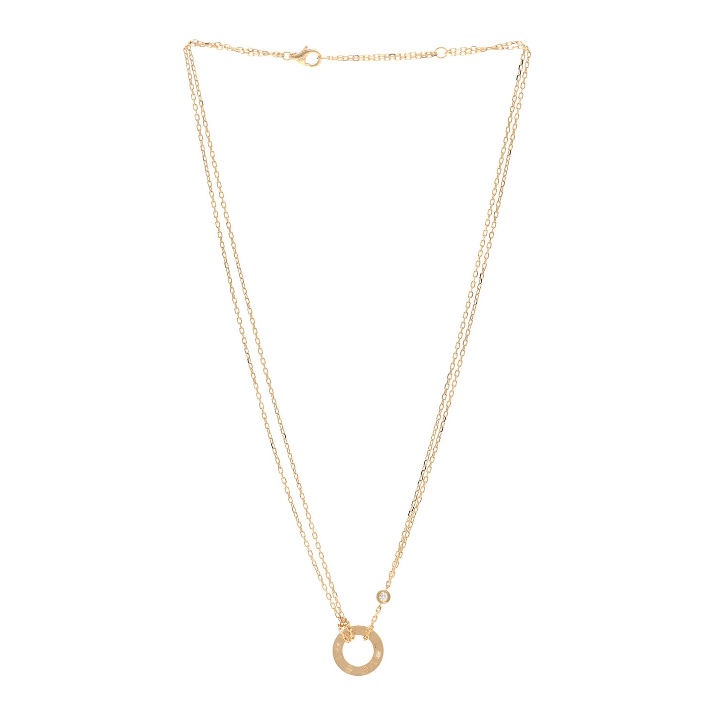 18K Yellow Gold 2 Diamond LOVE Necklace