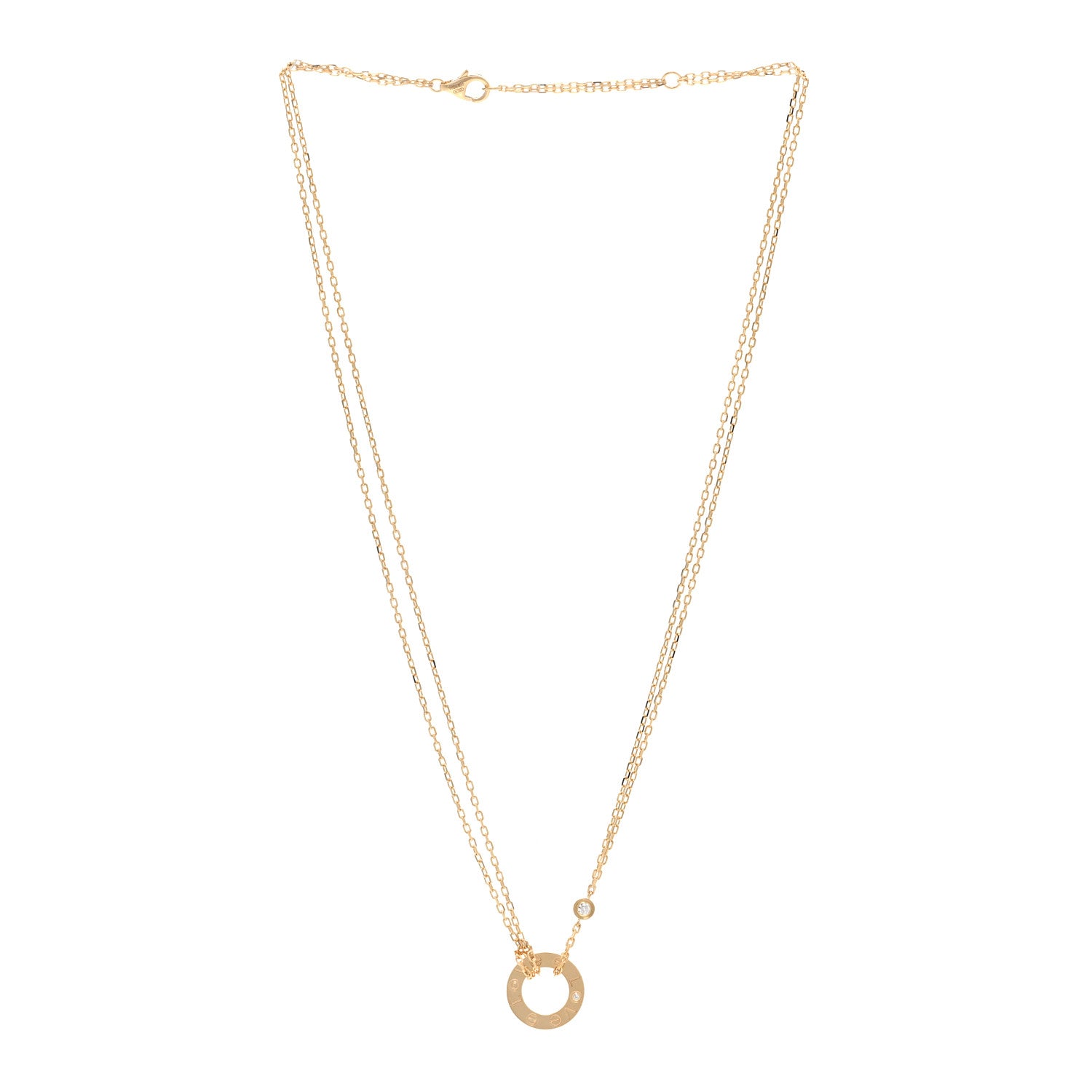 Cartier 18K Yellow Gold 2 Diamond LOVE Necklace 3 of 5