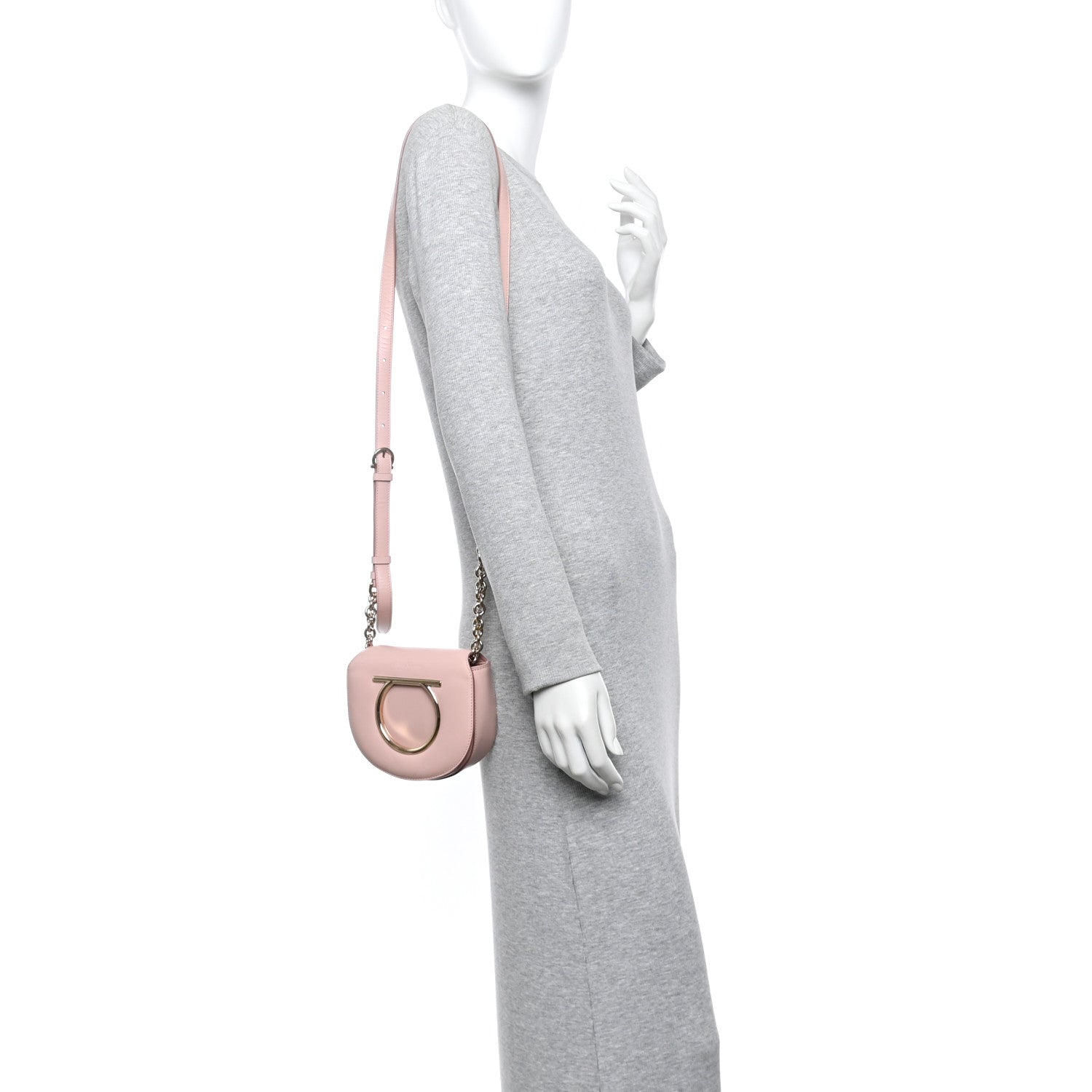 Salvatore Ferragamo Calfskin Vela Crossbody Flap Bag Antique Rose 2 of 12