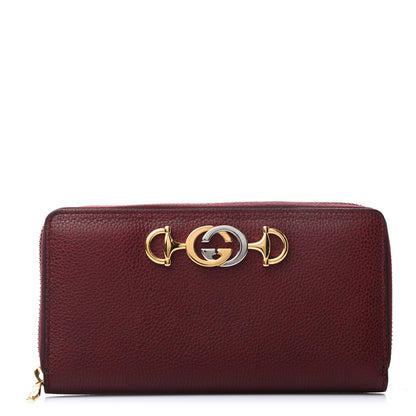 Gucci Grainy Calfskin Zumi Zip Around Wallet Vintage Bordeaux 1 of 7