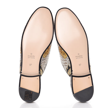 Gucci Jacquard Floral Womens Princetown Slippers 37 Oro Black 5 of 10