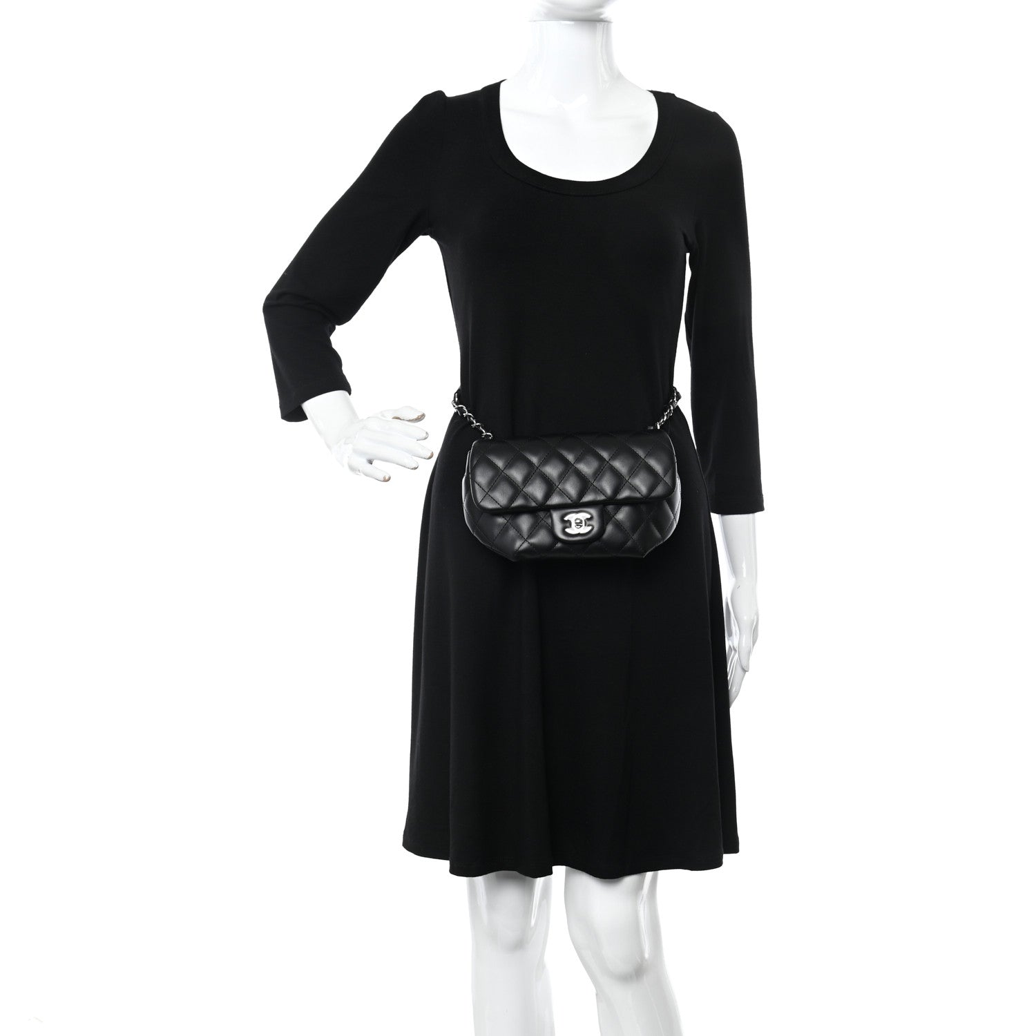 Chanel Calfskin Quilted CC Uniform Flap Belt Bag Black 2 of 9