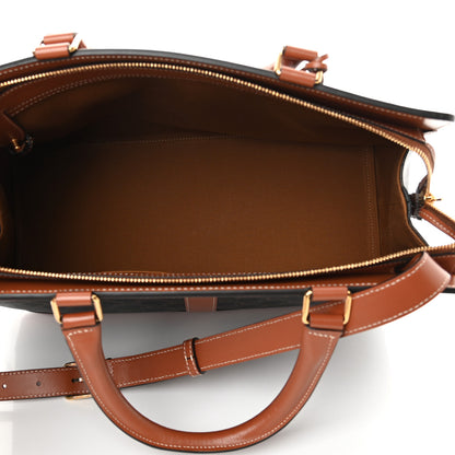 Celine Triomphe Canvas Calfskin Cabas De France Handbag Tan 5 of 15