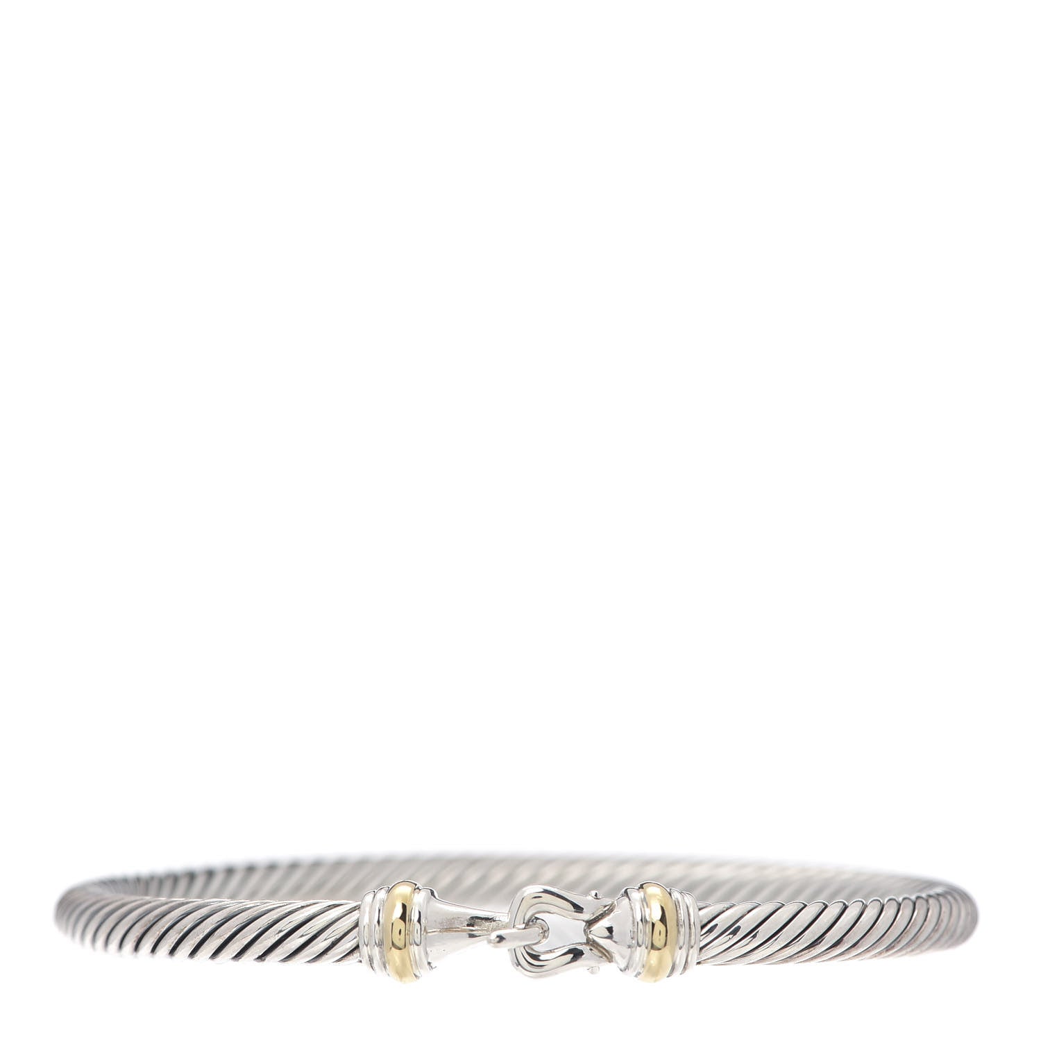 David Yurman Sterling Silver 18K Yellow Gold 5mm Cable Classic Buckle Bracelet 1 of 5