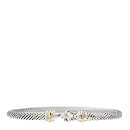 David Yurman Sterling Silver 18K Yellow Gold 5mm Cable Classic Buckle Bracelet 1 of 5