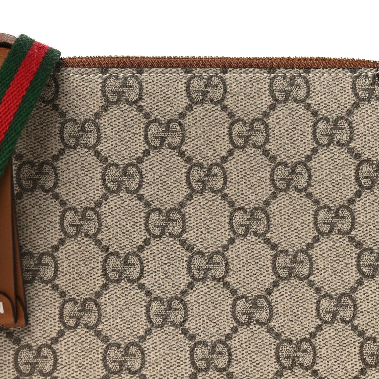 Gucci GG Supreme Monogram Textured Calfskin Small Emblem Shoulder Bag Beige Dark Brown 8 of 11