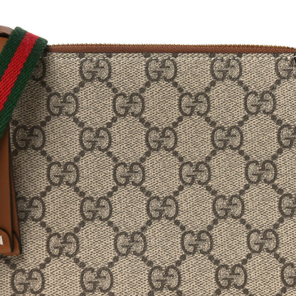 Gucci GG Supreme Monogram Textured Calfskin Small Emblem Shoulder Bag Beige Dark Brown 8 of 11