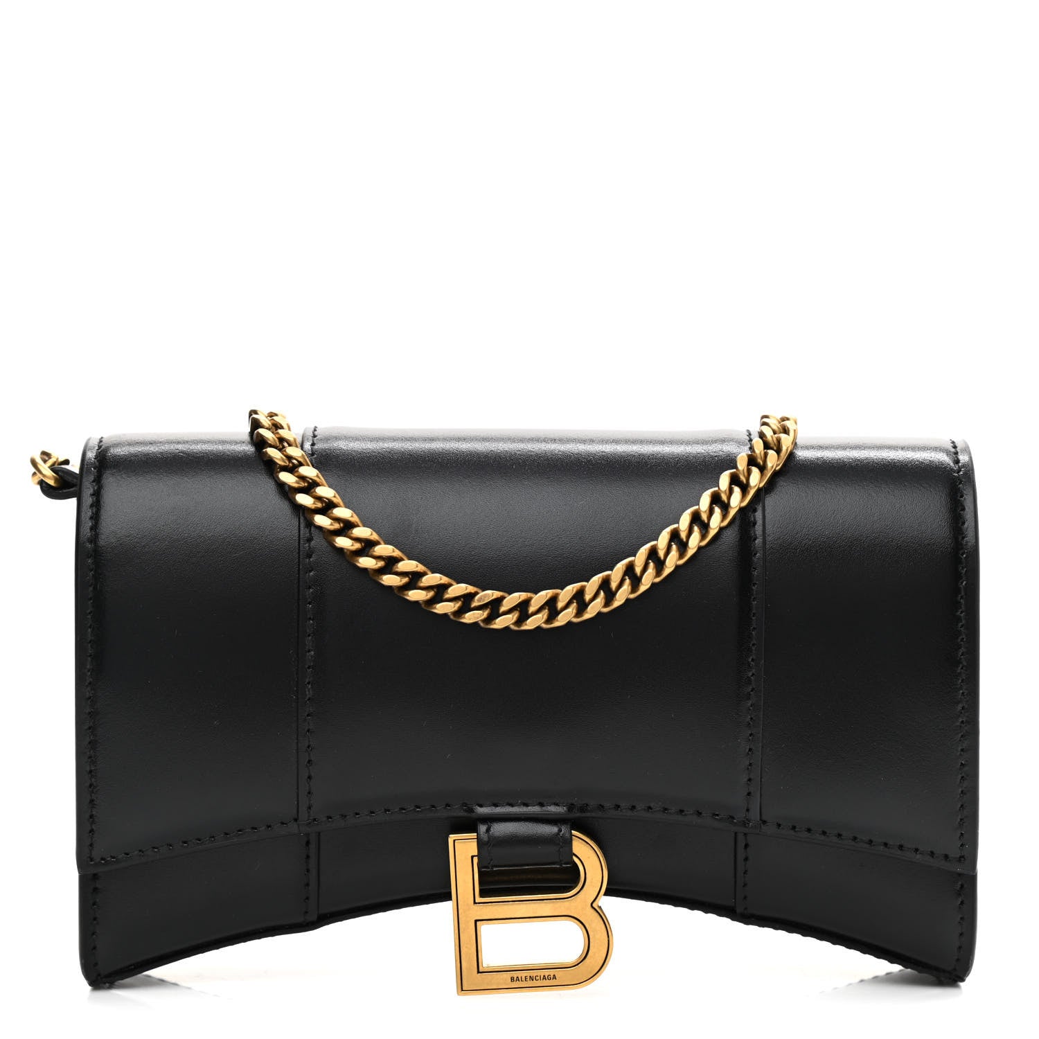 Balenciaga Shiny Box Calfskin Hourglass Chain Bag Black 1 of 10