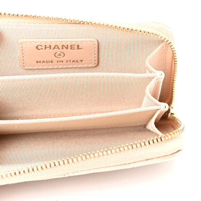 Chanel Iridescent Calfskin Quilted Zip Coin Purse Wallet Beige 5 of 8