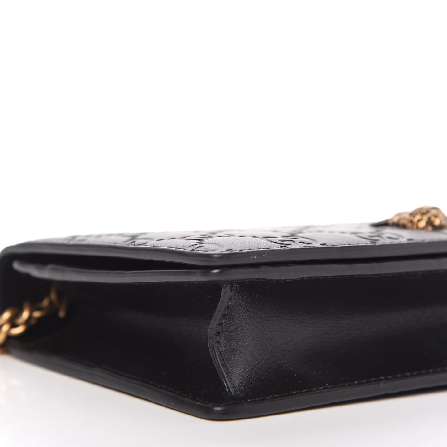 Guccissima Signature Crystal Cat Chain Wallet Black