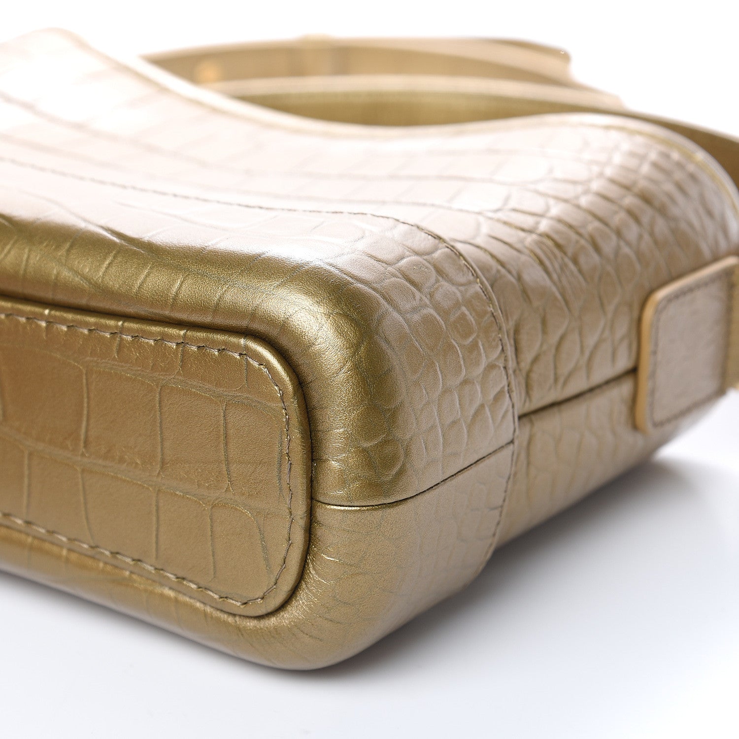 Chanel Metallic Calfskin Crocodile Embossed Cocodile Small Gabrielle Hobo Gold 9 of 11